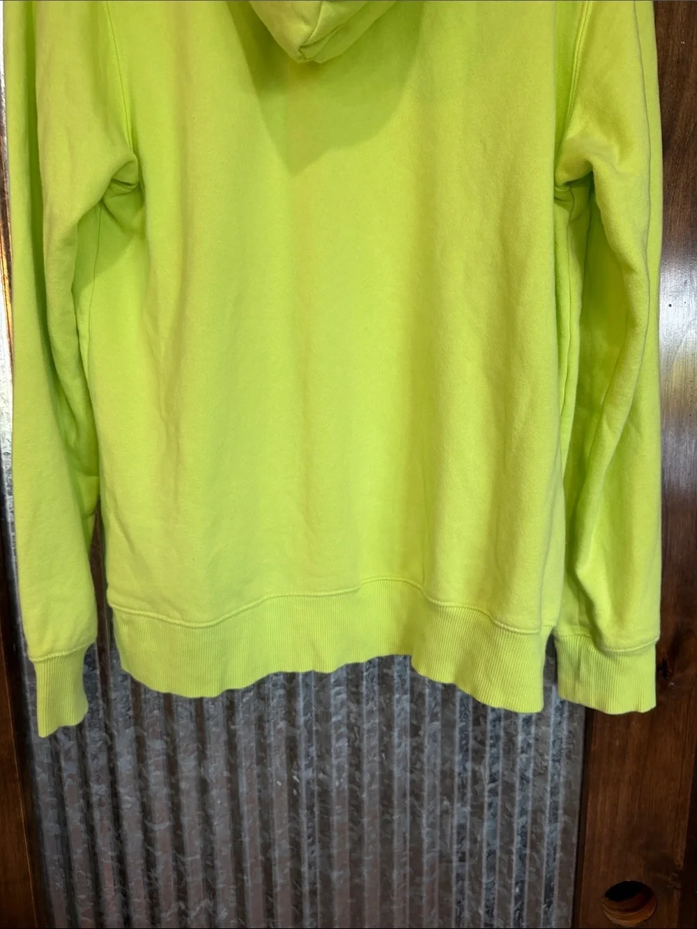 The North Face Men’s Neon Yellow Crewneck Hoodie with Camo Logo Sz med